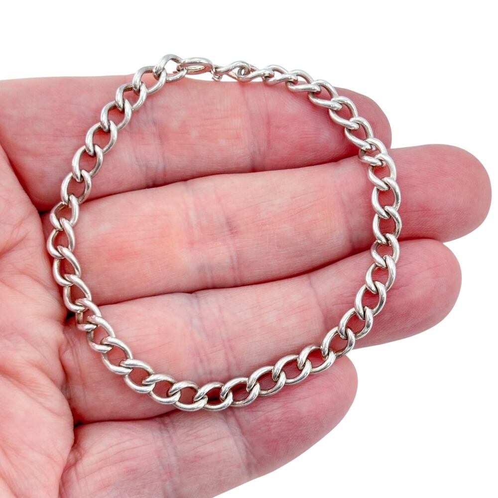 Vintage Sterling Silver 925 Chunky Chain Bracelet 7.5"